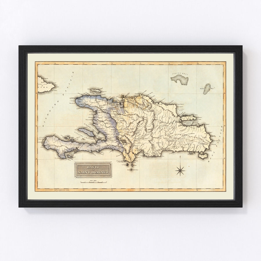 Vintage Map of Haiti, 1823