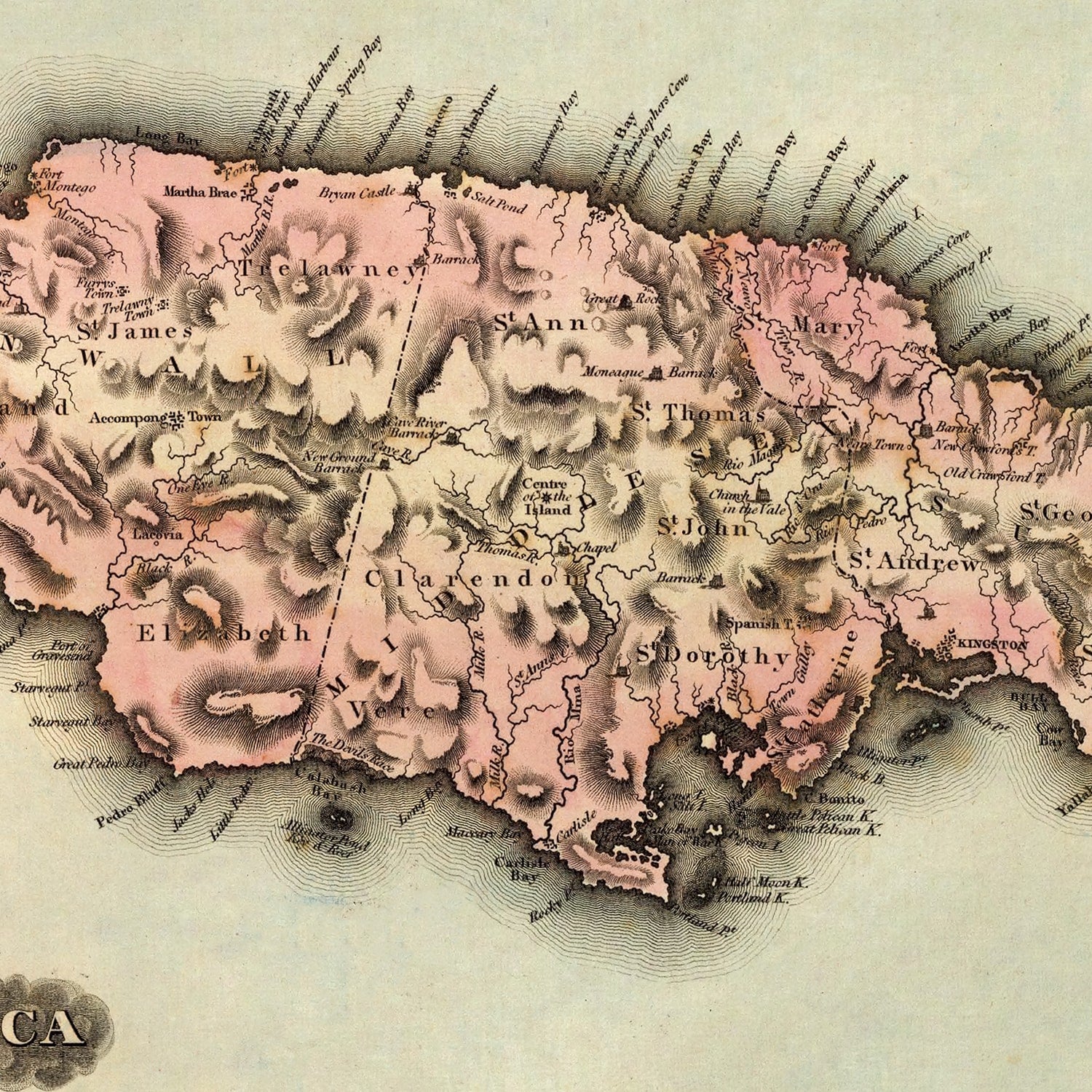 Restored historic details from the 1823 country map of County