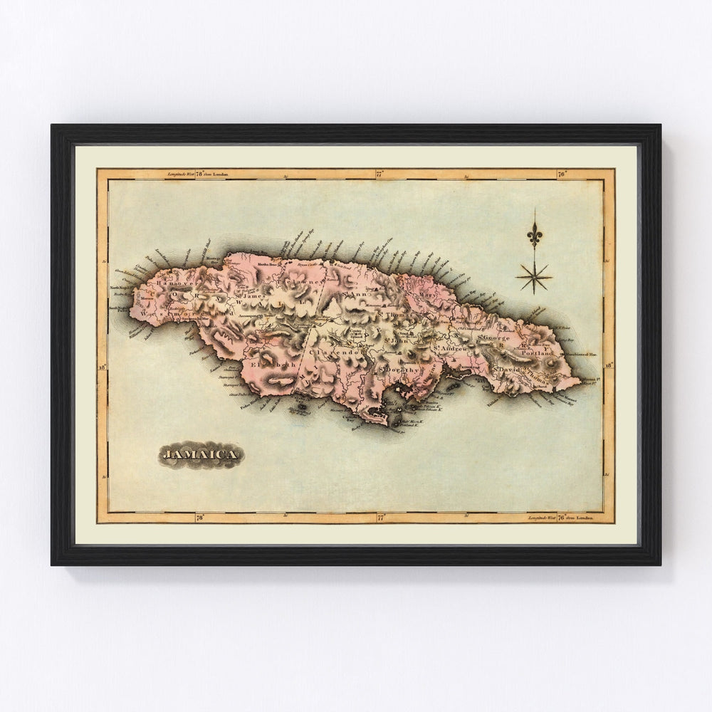 Jamaica Vintage Map 1823