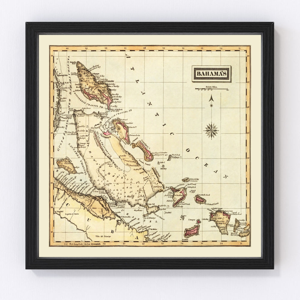 Bahamas Vintage Map 1823