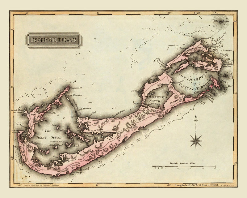 Size comparison using Vintage Map of Bermuda, 1823