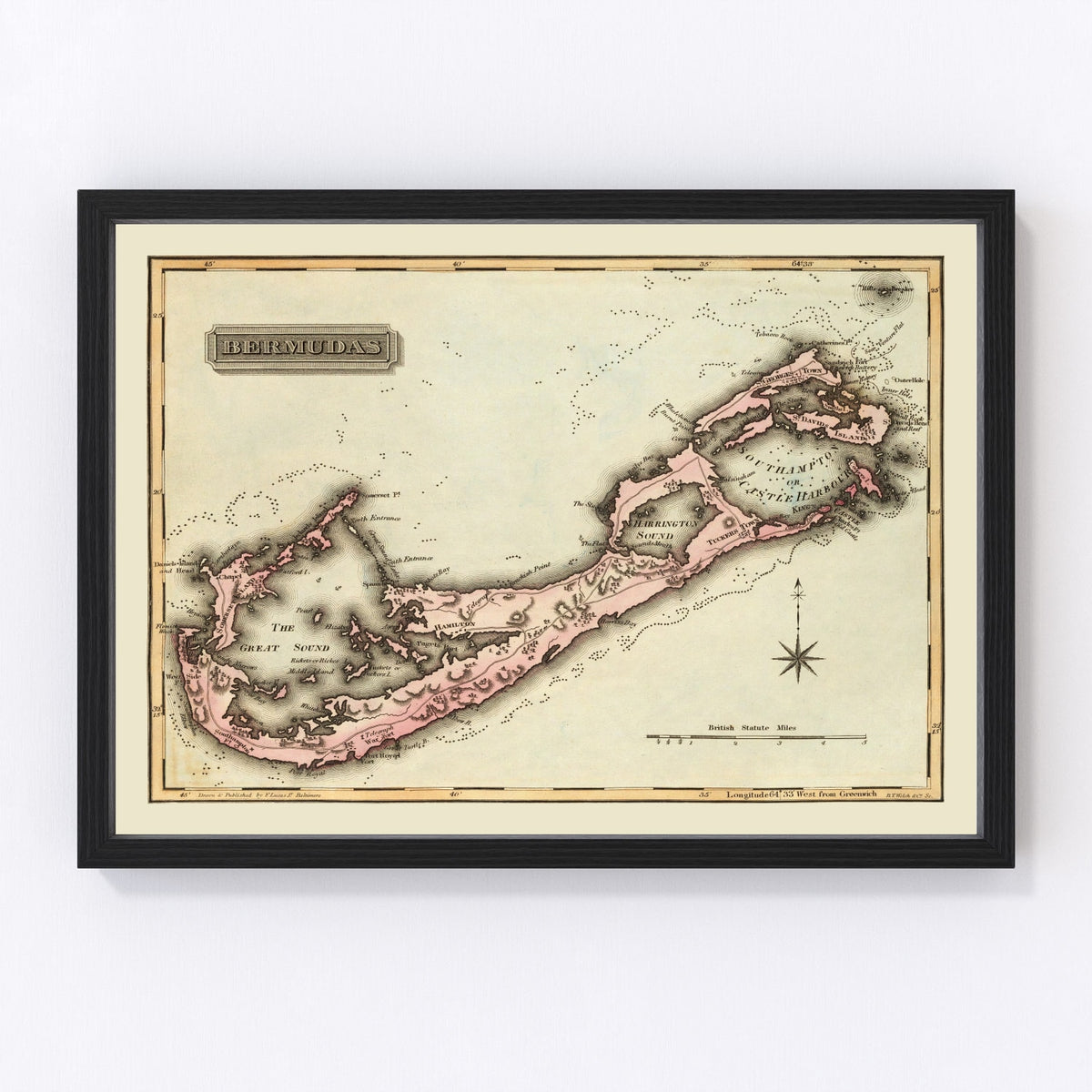 Bermuda Vintage Map 1823