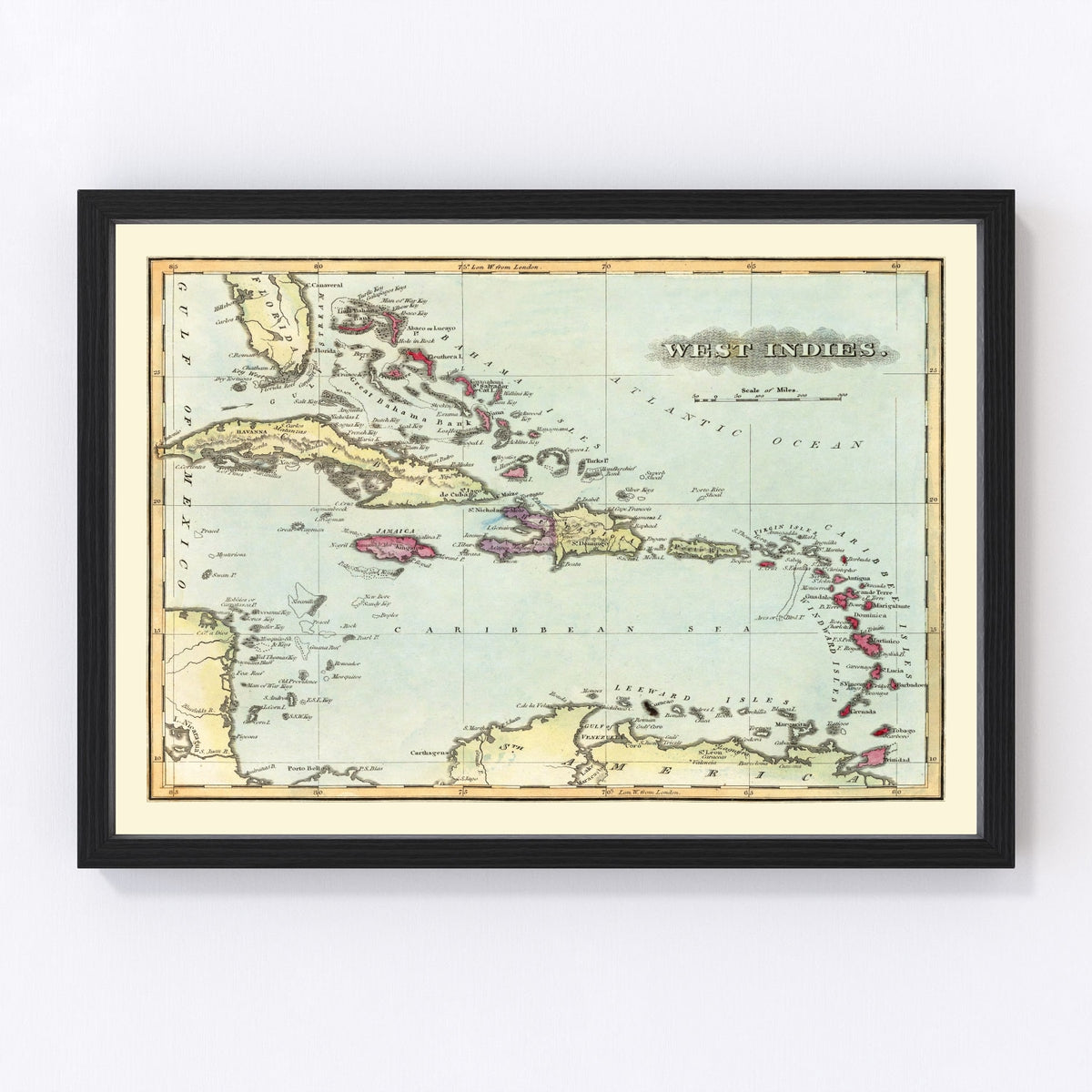 West Indies Vintage Map 1823
