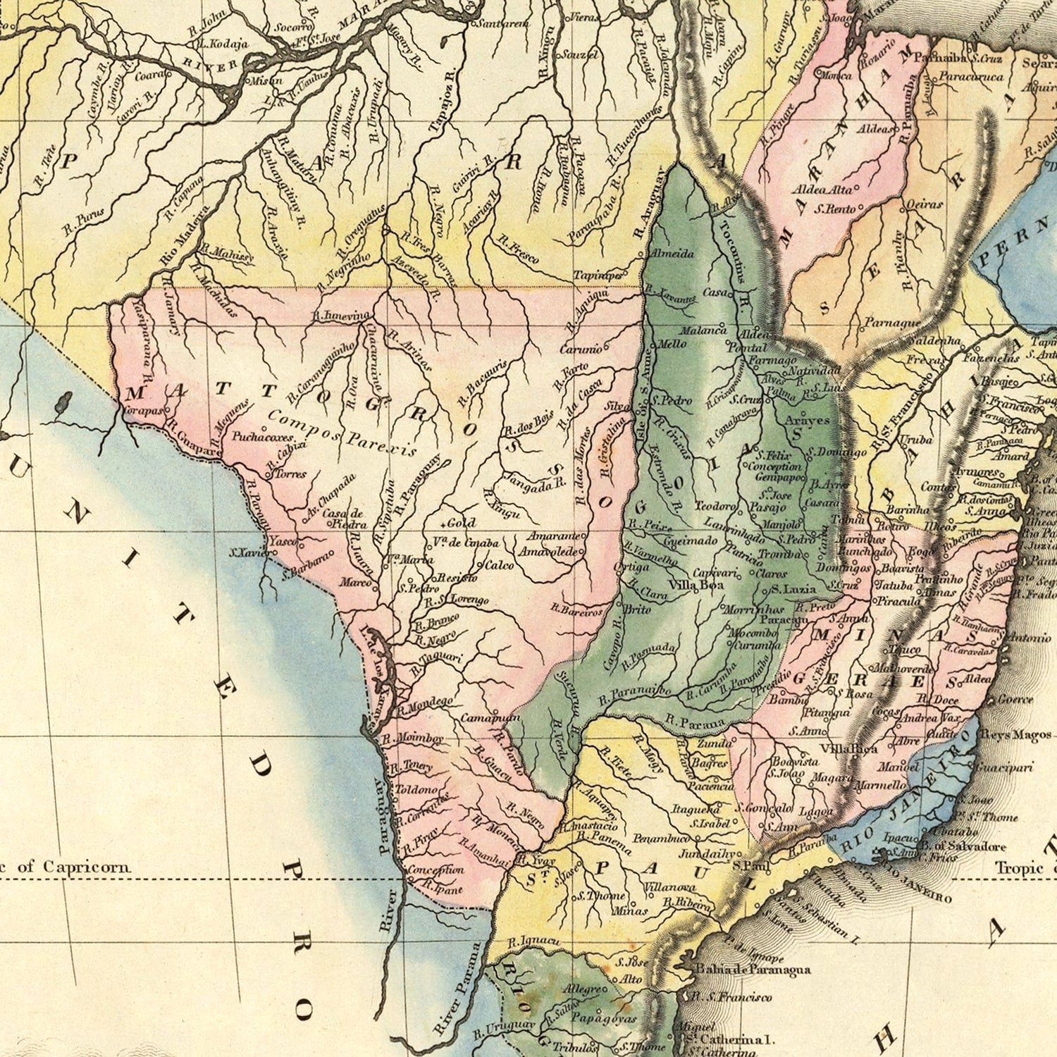 Restored historic details from the 1823 country map of County