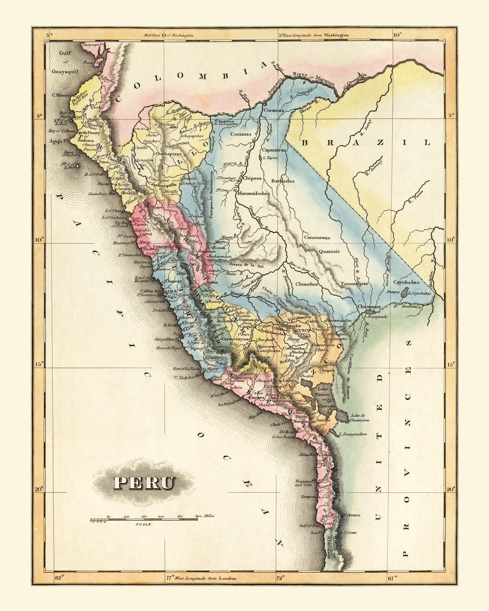 Vintage Map of Peru 1823 print style example