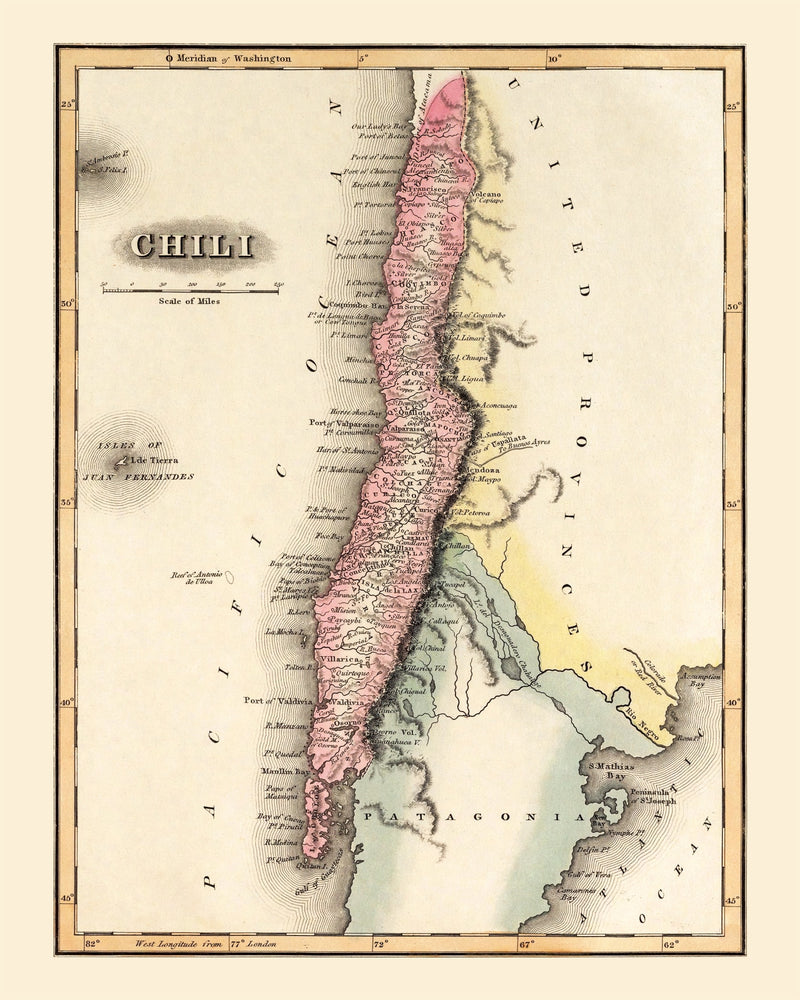 Size comparison using Vintage Map of Chile 1823