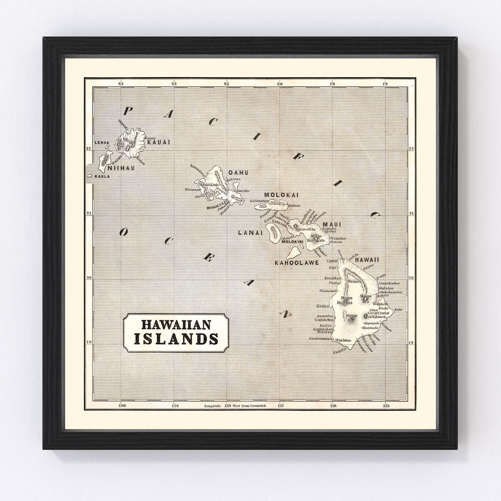Hawaii Vintage Map 1848