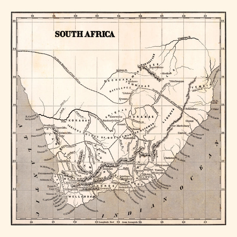Size comparison using Vintage Map of South Africa, 1848
