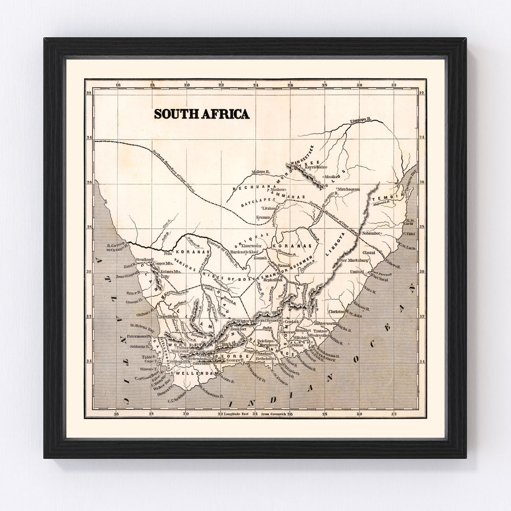 South Africa Vintage Map 1848
