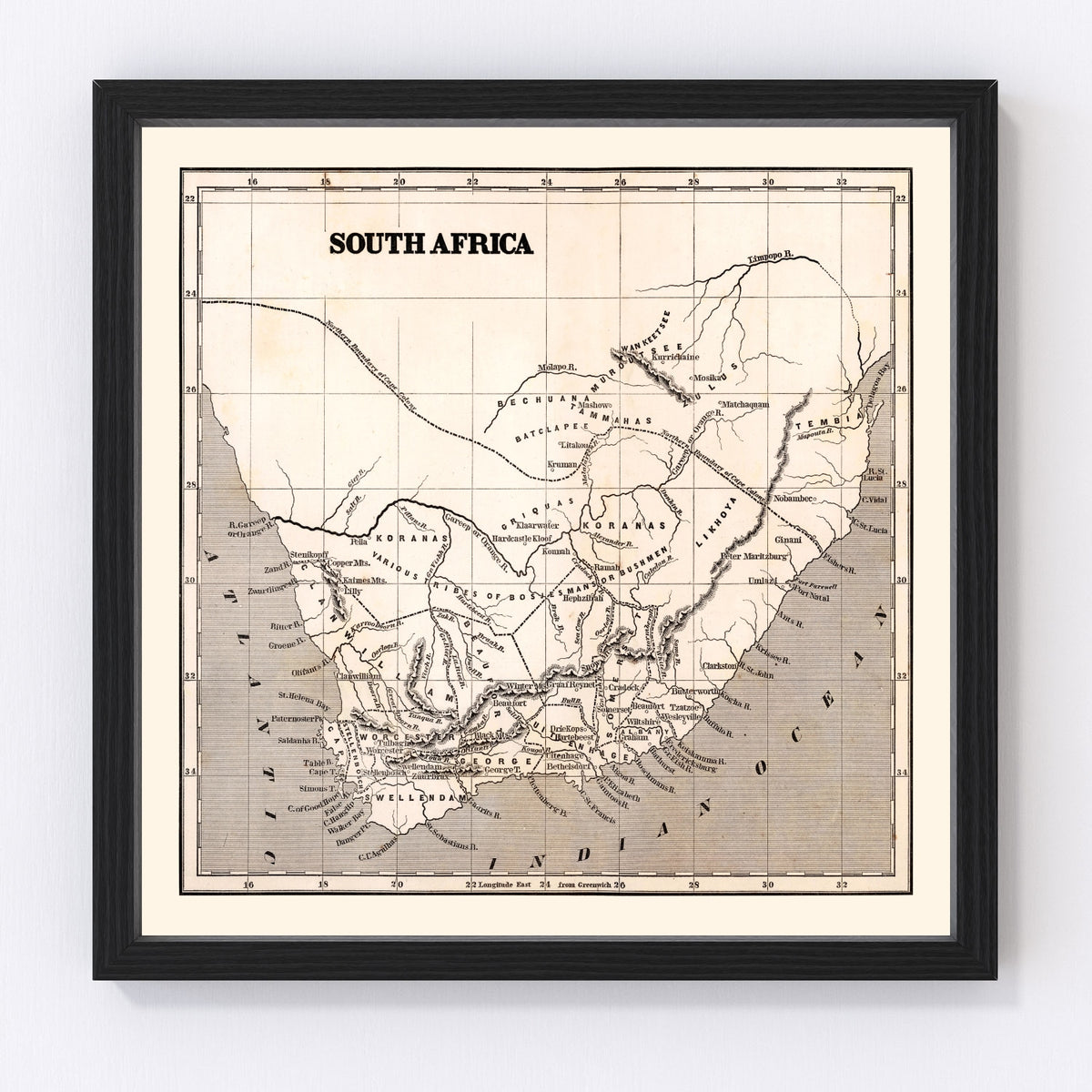 South Africa Vintage Map 1848
