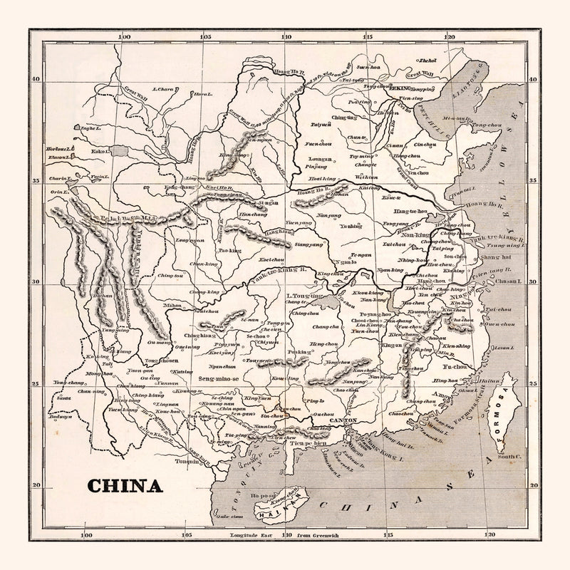 Size comparison using Vintage Map of China 1848