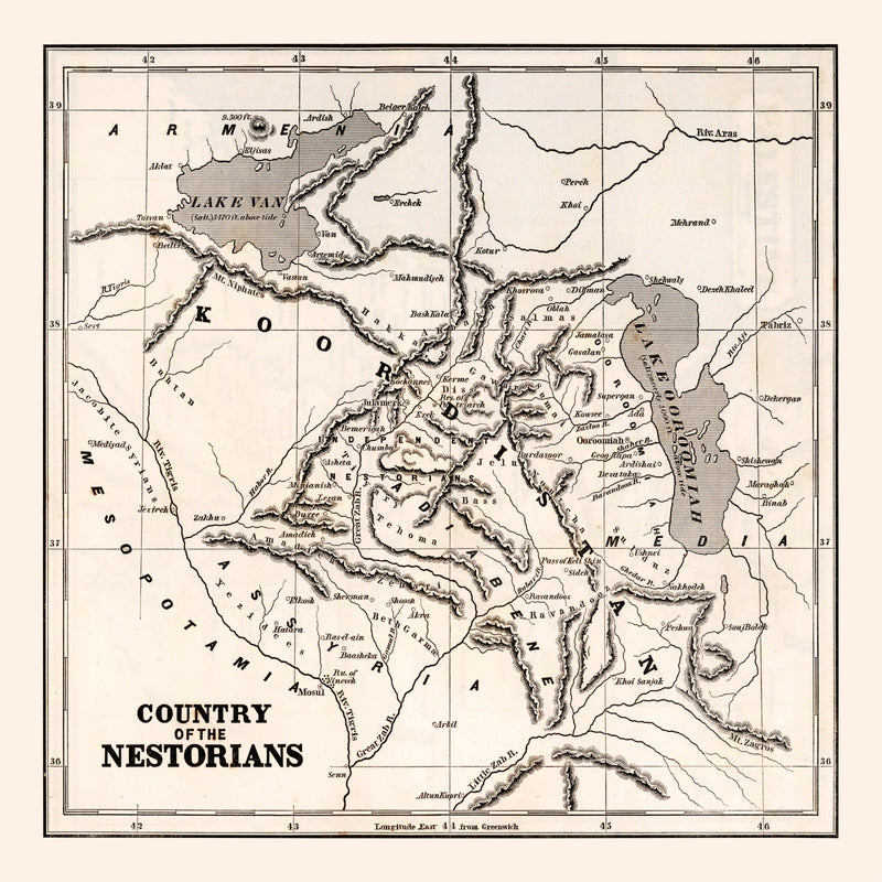 Size comparison using Vintage Map of Country of the Nestorians, 1848