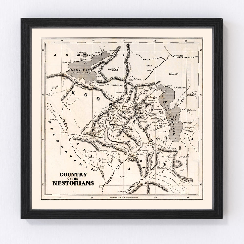 Country of the Nestorians Vintage Map 1848