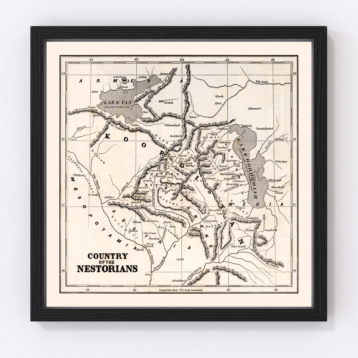 Country of the Nestorians Vintage Map 1848