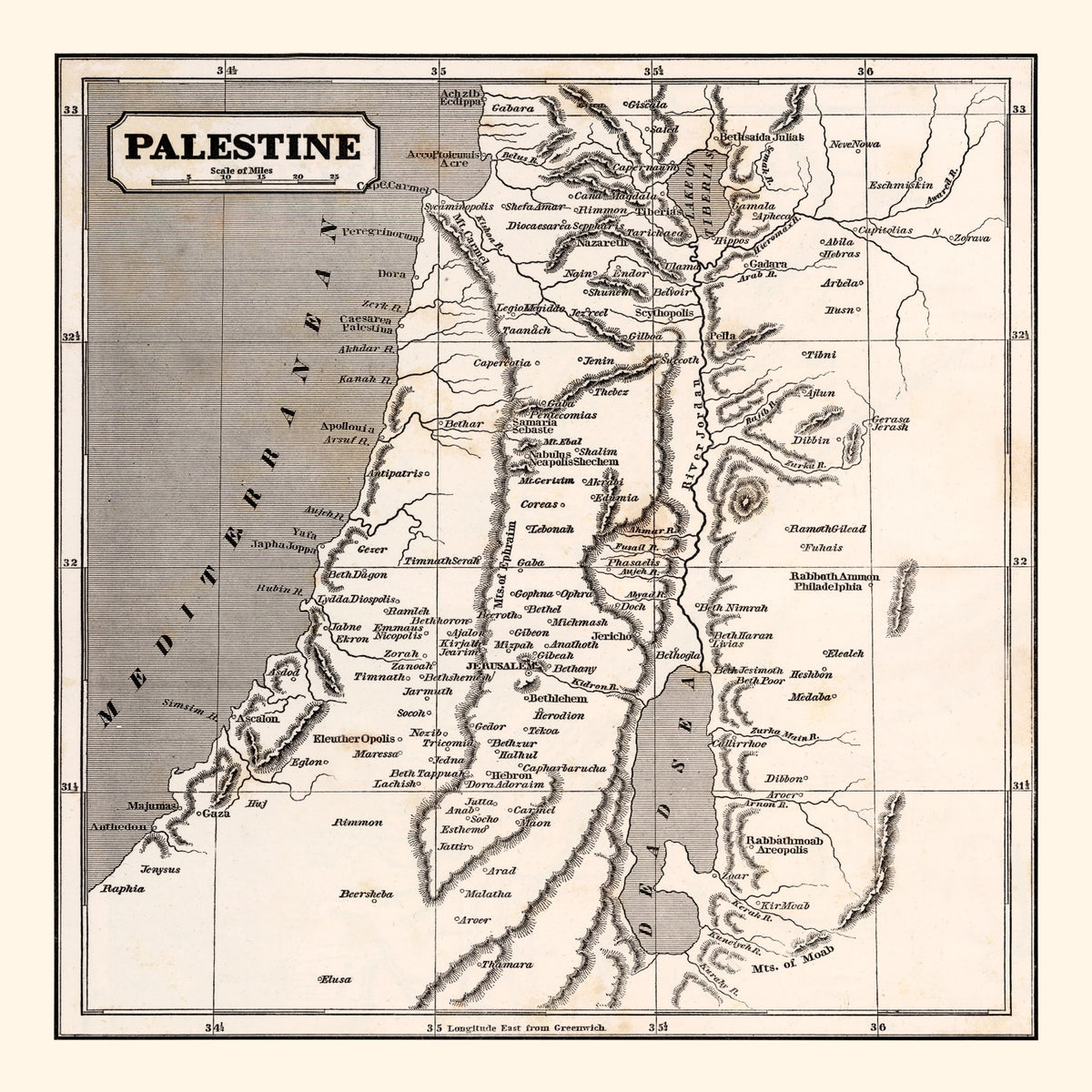 Preview of Vintage Map of Palestine, 1848