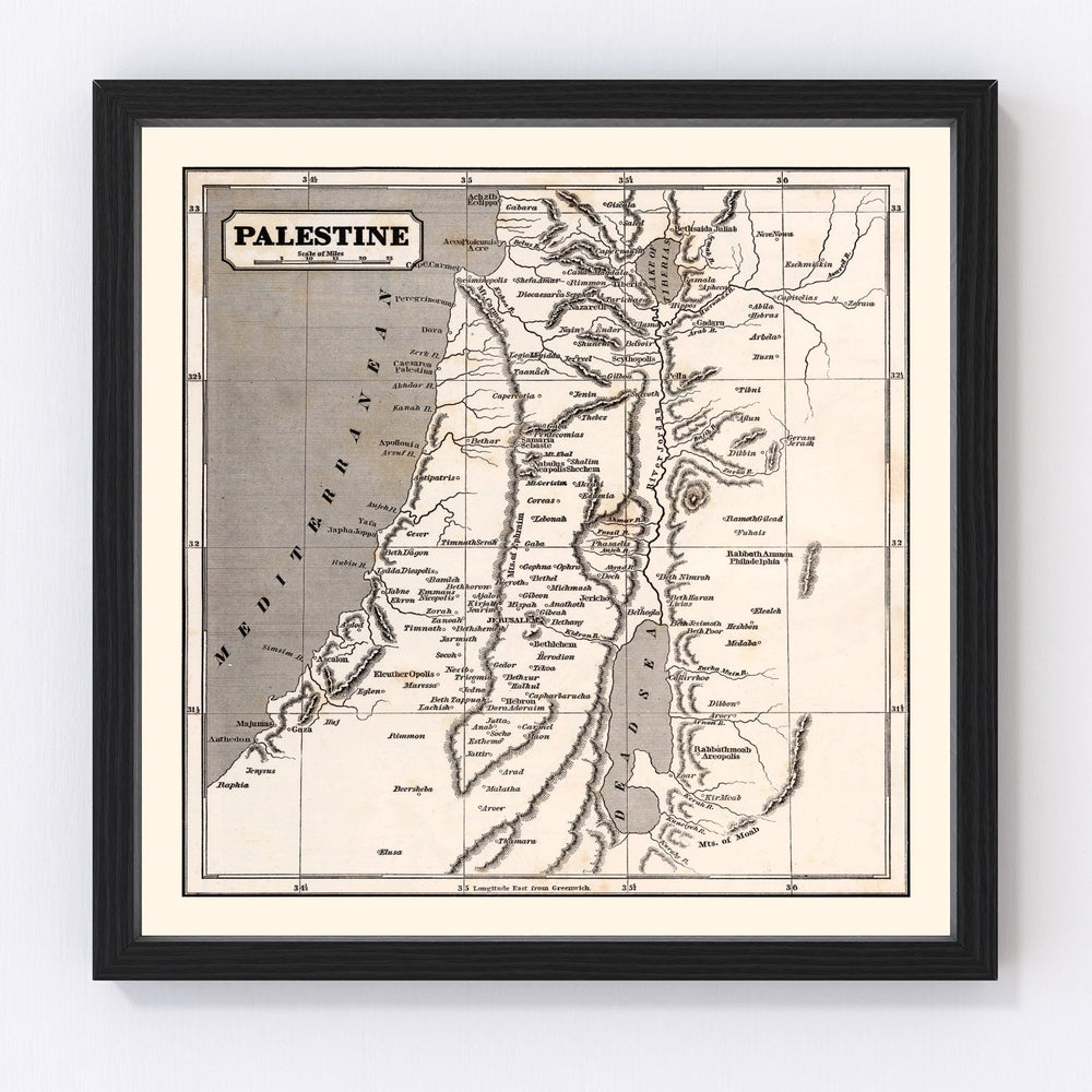 Palestine Vintage Map 1848