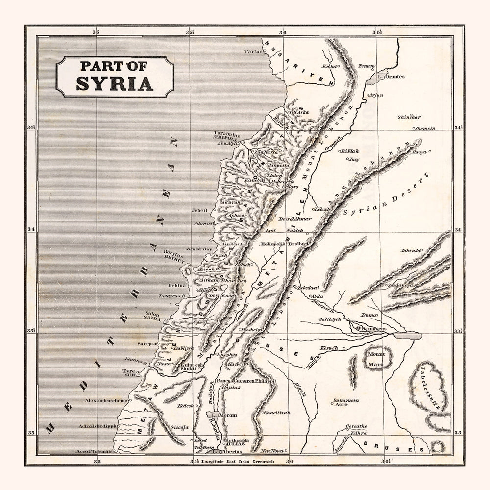 Vintage Map of Syria 1848 print style example