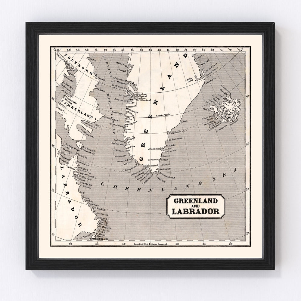 Greenland Vintage Map 1848