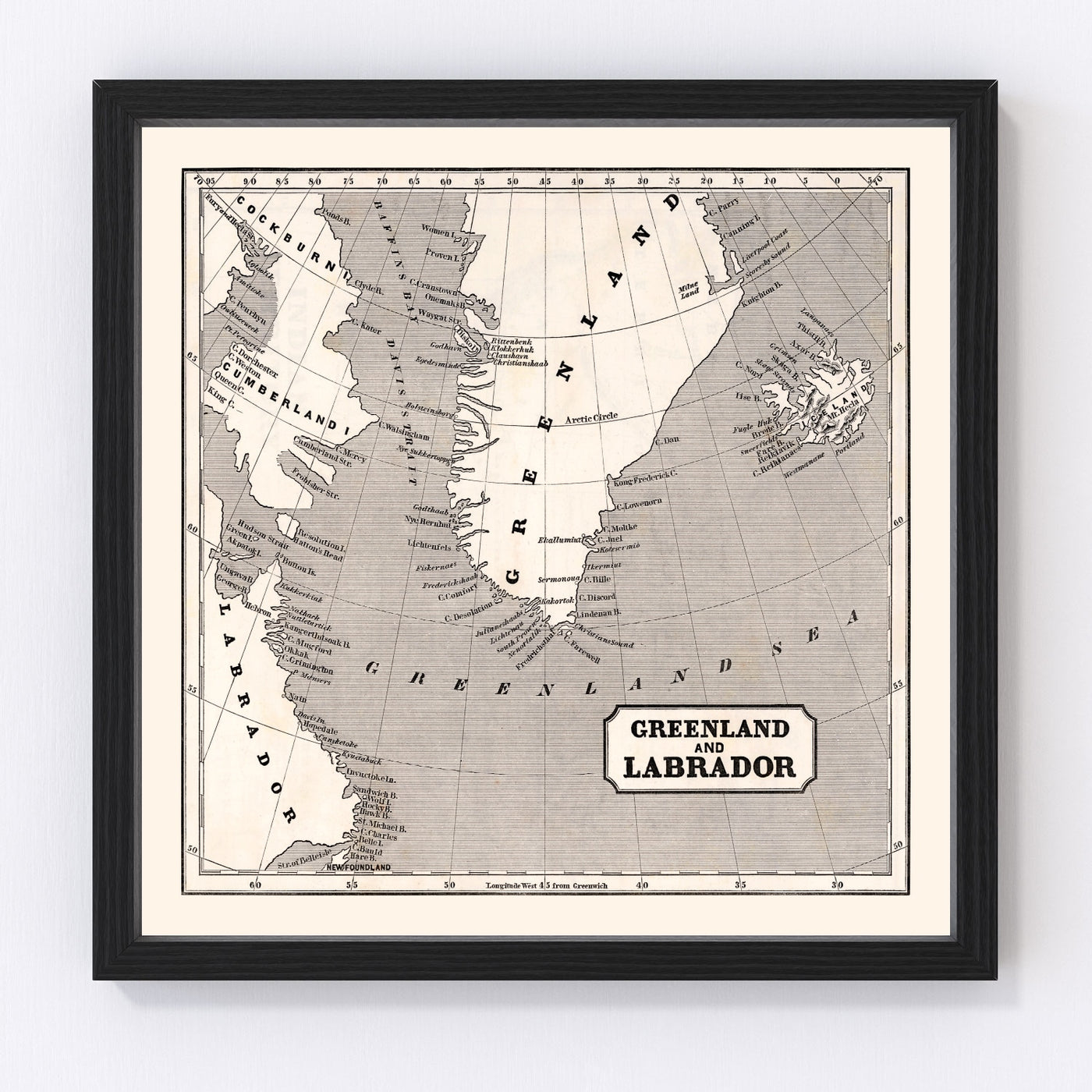 Greenland Vintage Map 1848