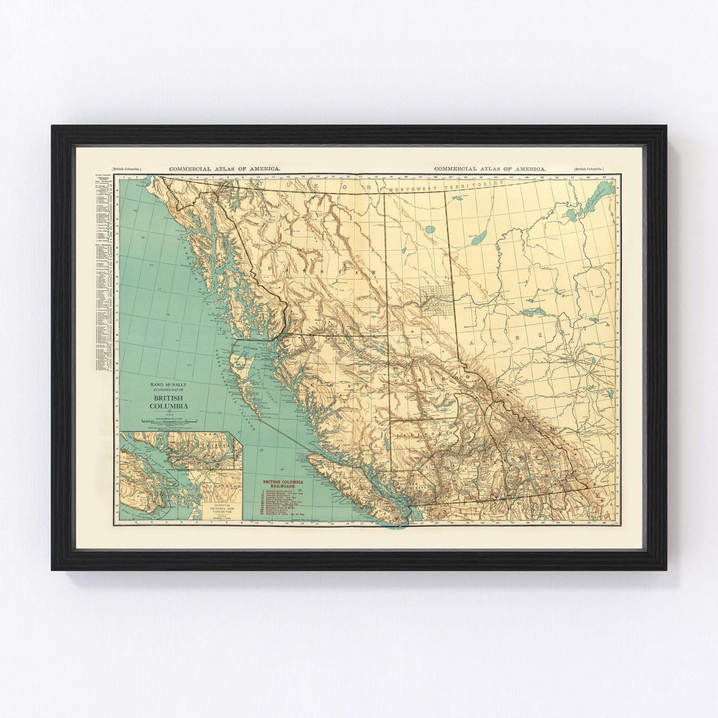 British Columbia Canada Vintage Map 1924