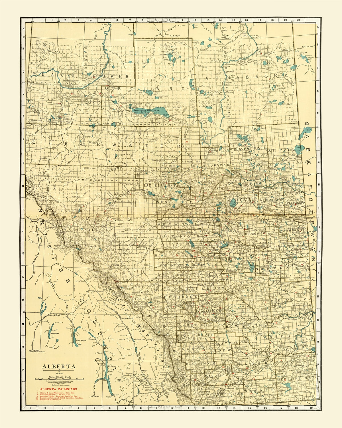 Preview of Vintage Map of Alberta Canada, 1924