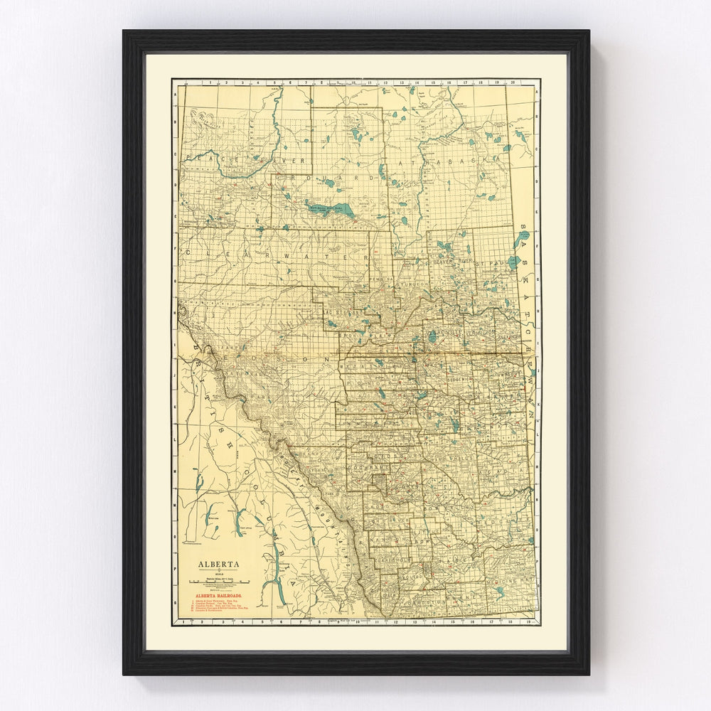 Alberta Canada Vintage Map 1924