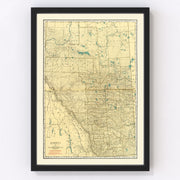 Alberta Canada Vintage Map 1924