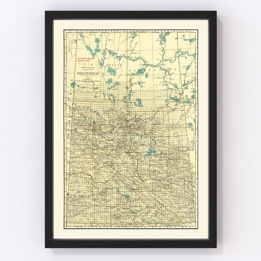 Saskatchewan Canada Vintage Map 1924