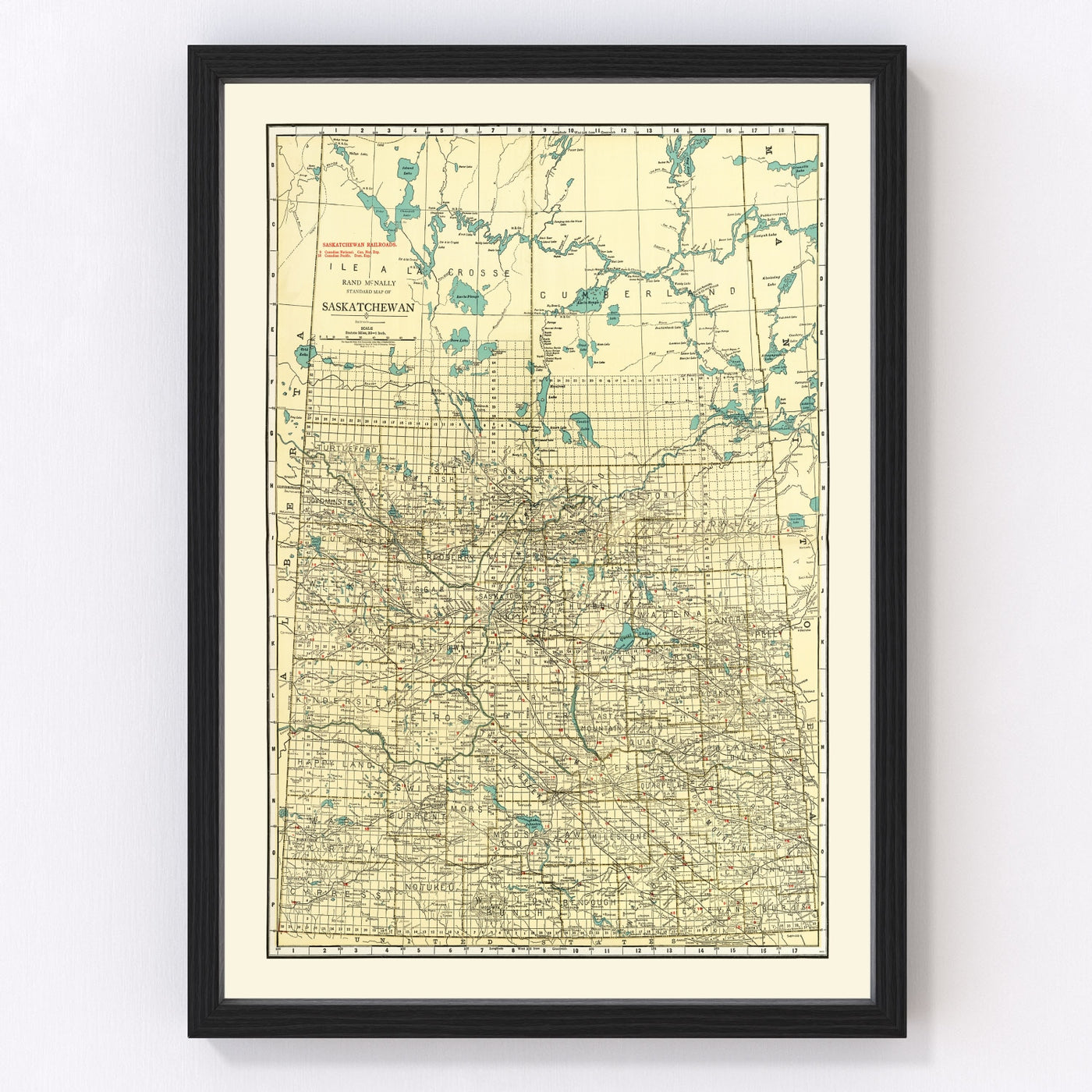 Saskatchewan Canada Vintage Map 1924