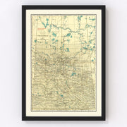 Saskatchewan Canada Vintage Map 1924