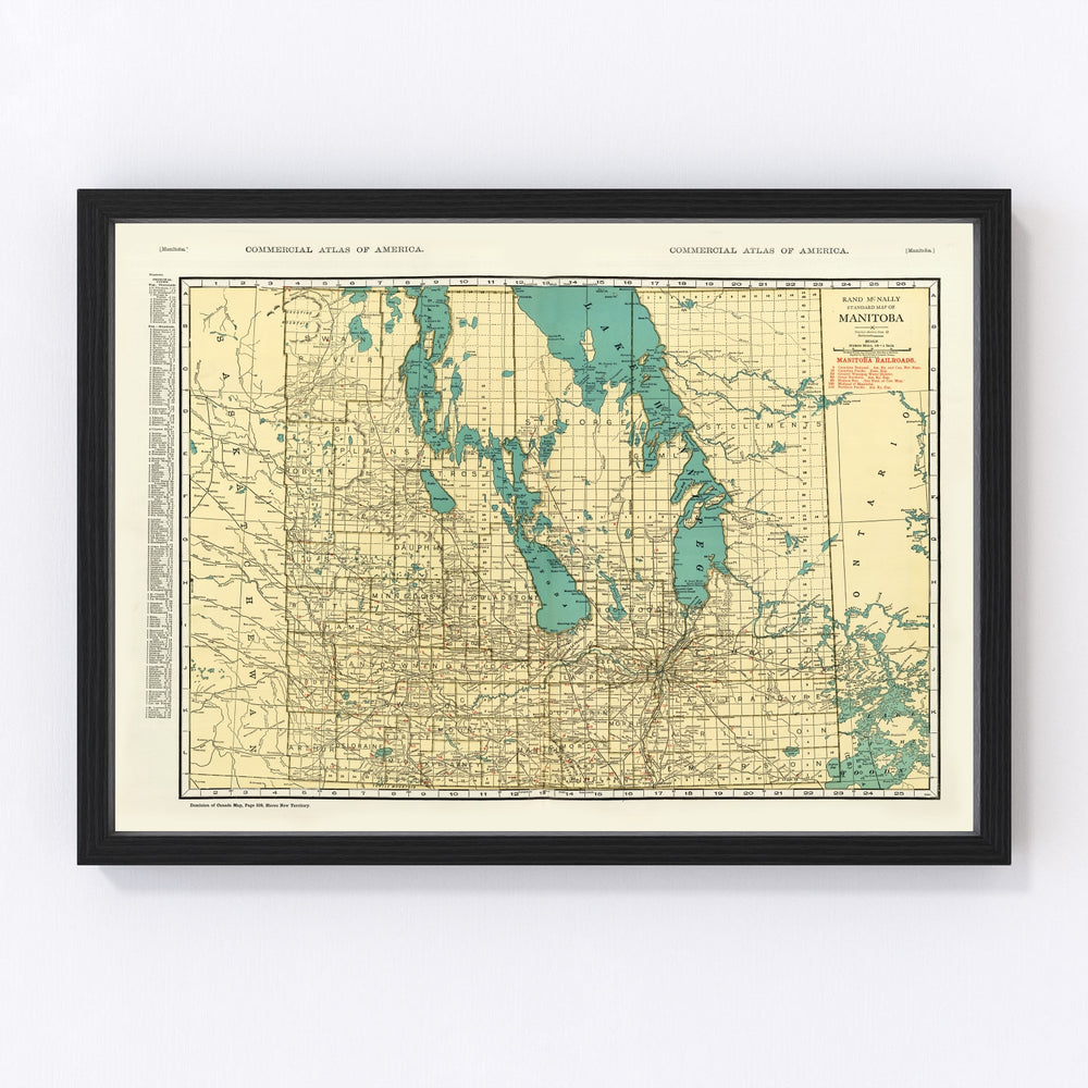 Manitoba Canada Vintage Map 1924