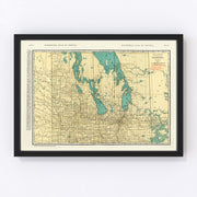 Manitoba Canada Vintage Map 1924