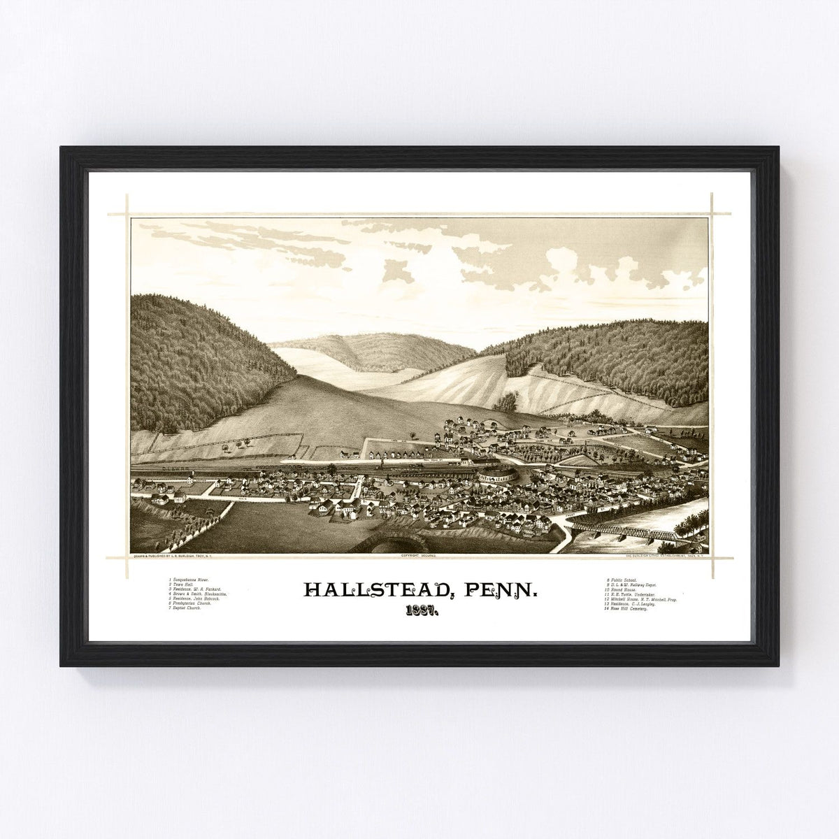 Hallstead Vintage Map 1887