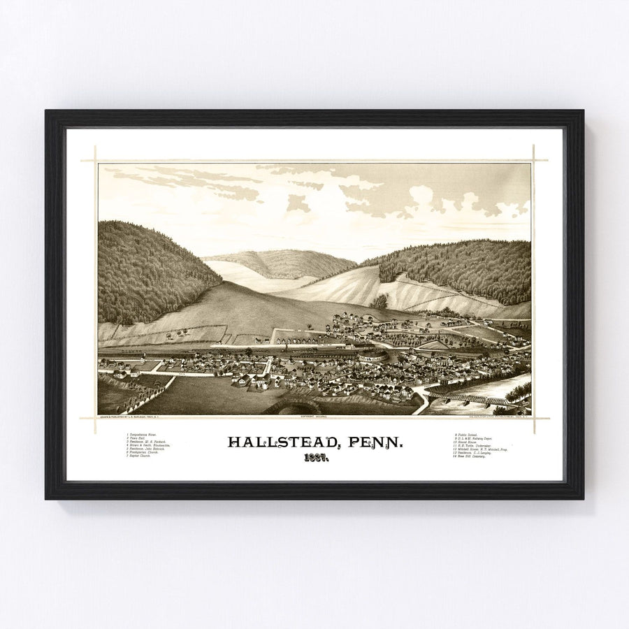 Hallstead Vintage Map 1887