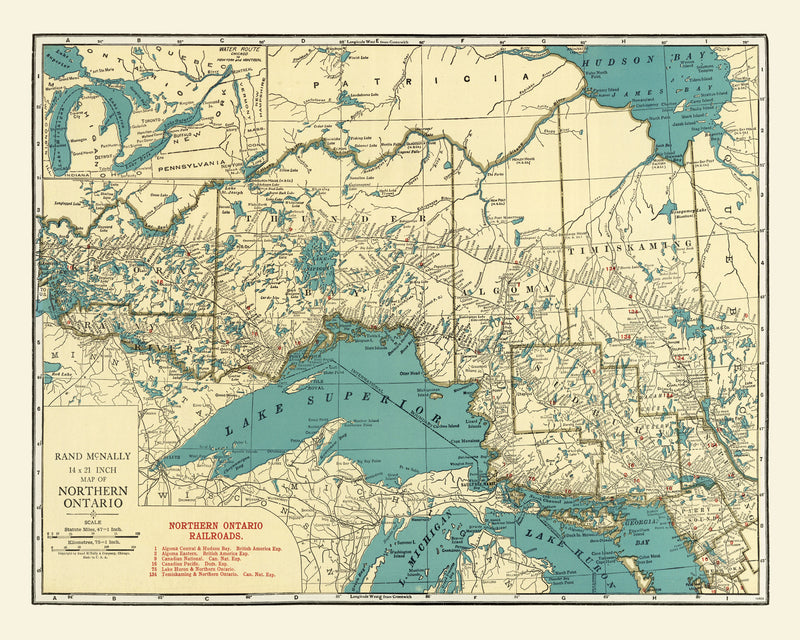 Size comparison using Vintage Map of Ontario Canada, 1924