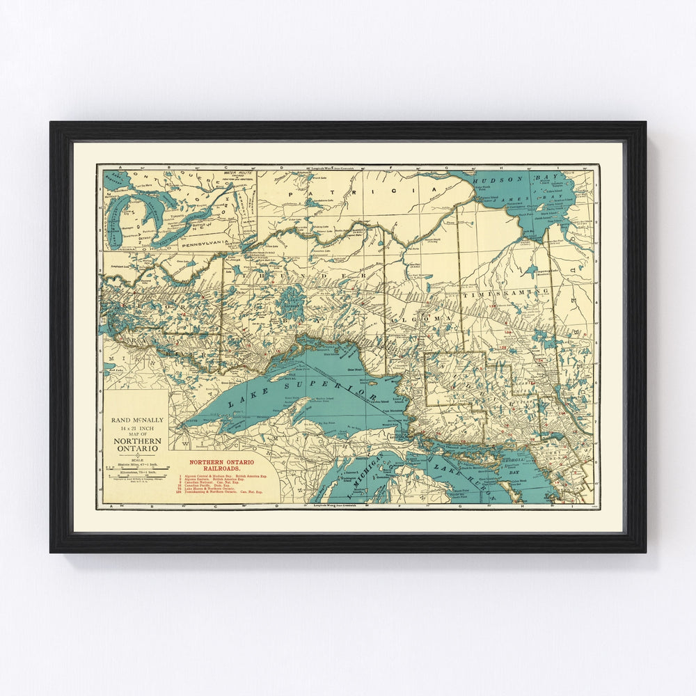 Ontario Canada Vintage Map 1924