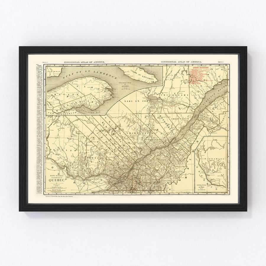 Vintage Map of Quebec Canada, 1924