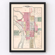 Wichita Vintage Map 1882