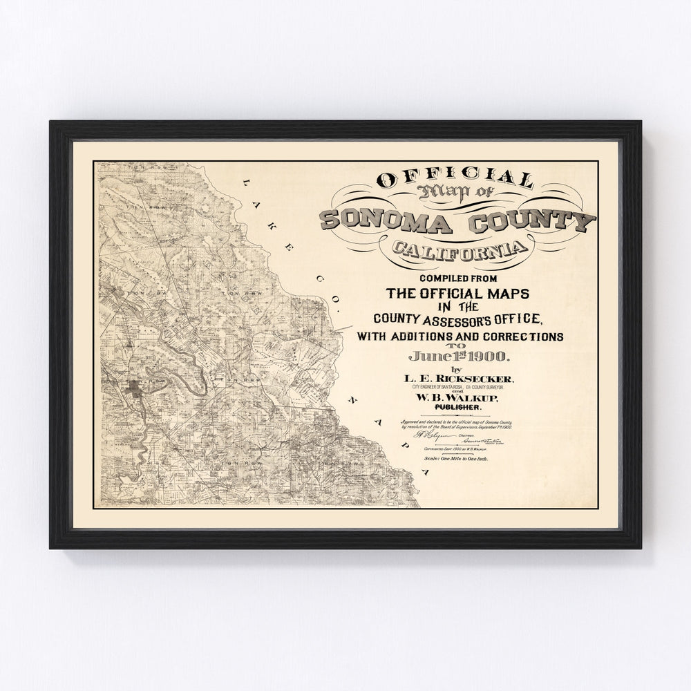 Sonoma County Vintage Map 1900