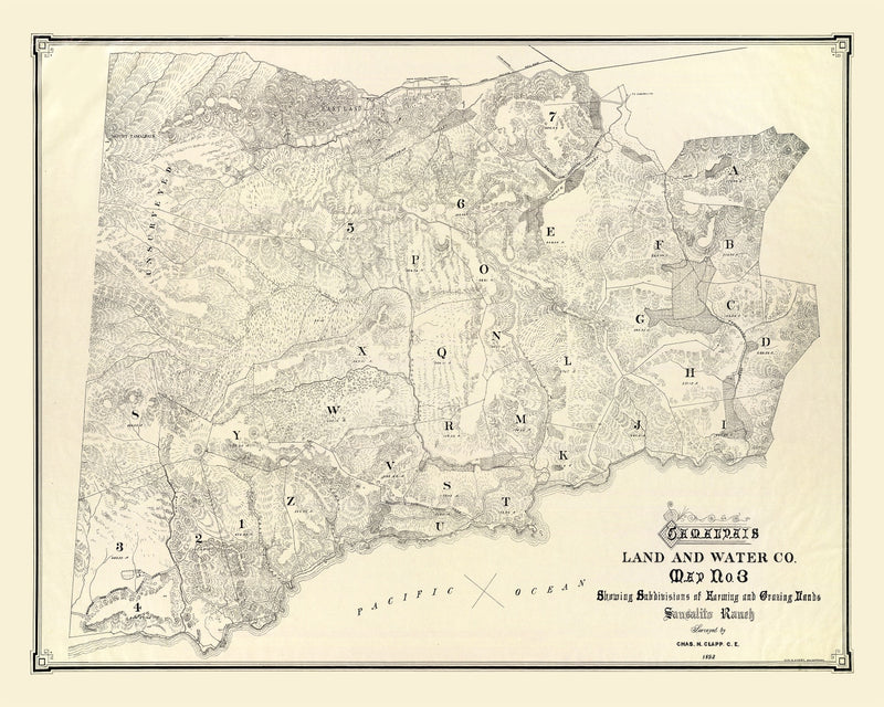 Size comparison using Vintage Map of Mount Tamalpais, 1892