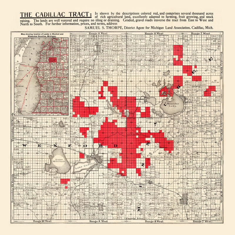 Size comparison using Vintage Map of Cadillac Tract, 1900