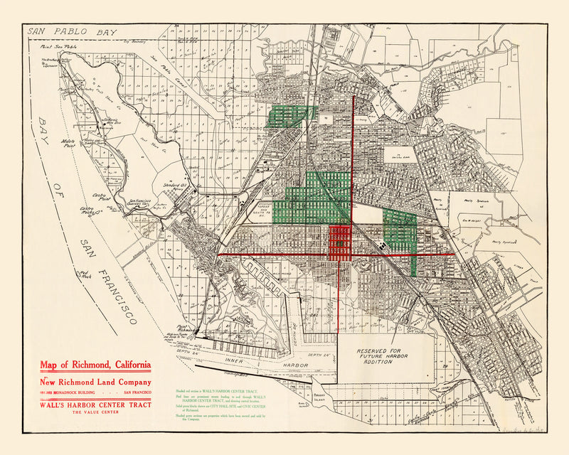 Size comparison using Vintage Map of Richmond, California 1910