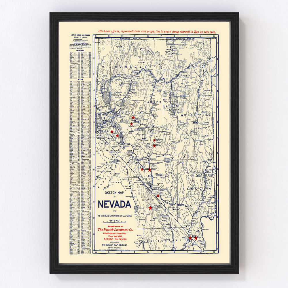 Nevada Vintage Map 1906