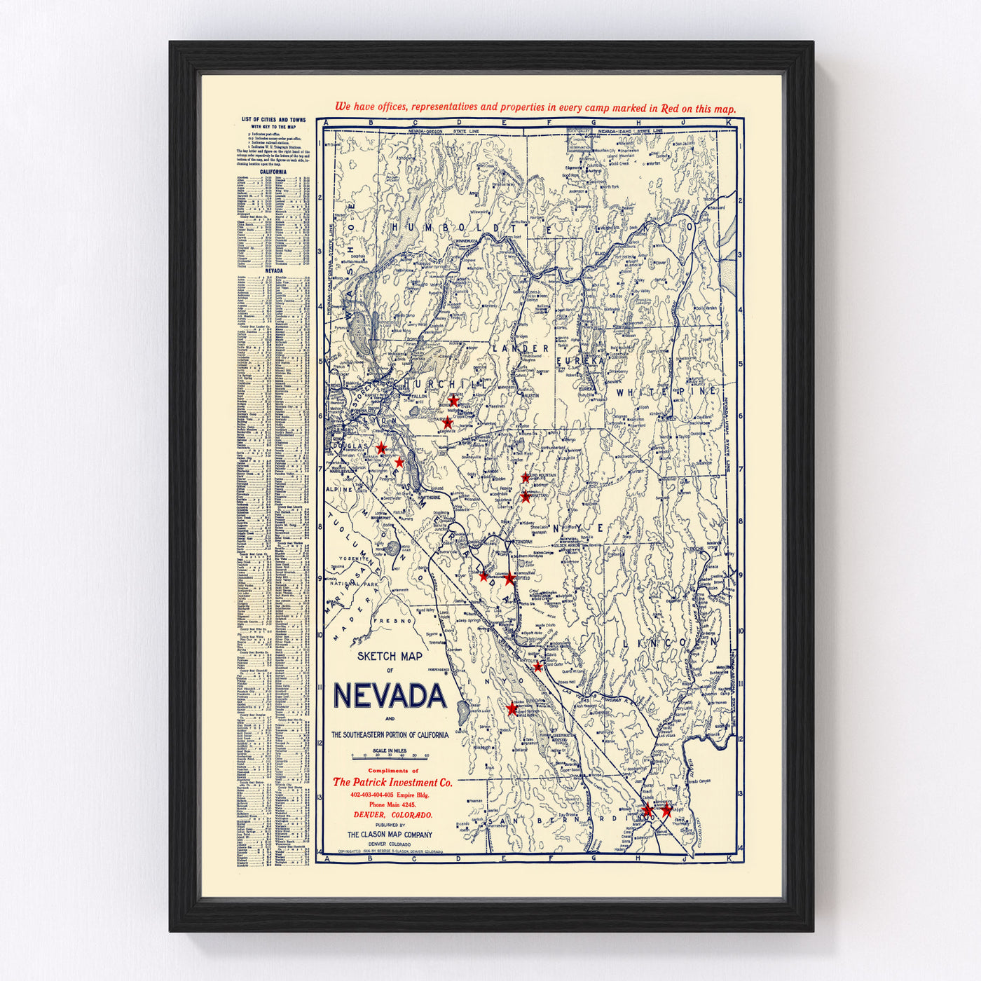 Nevada Vintage Map 1906