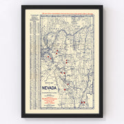 Nevada Vintage Map 1906