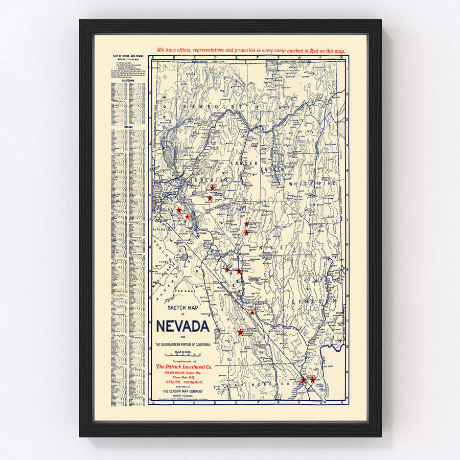 Vintage Map of Nevada 1906