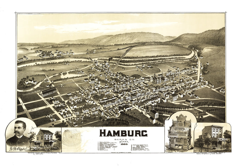 Size comparison using Vintage Map of Hamburg, Pennsylvania 1889