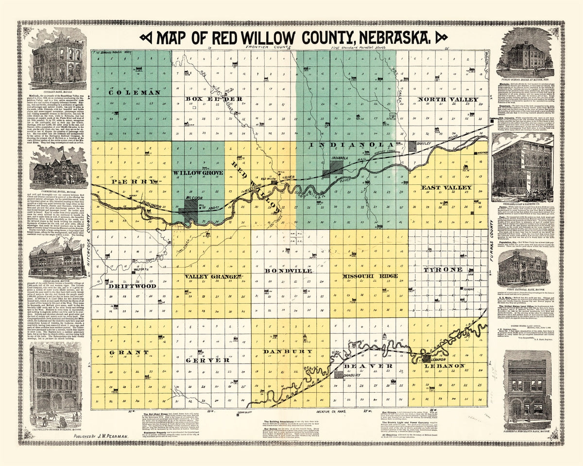 Preview of Vintage Map of Red Willow County, Nebraska 1890