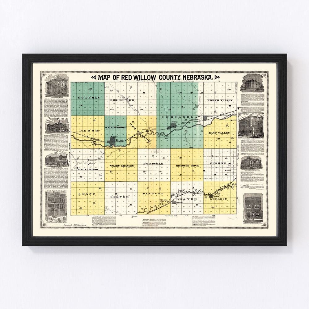 Red Willow County Vintage Map 1890