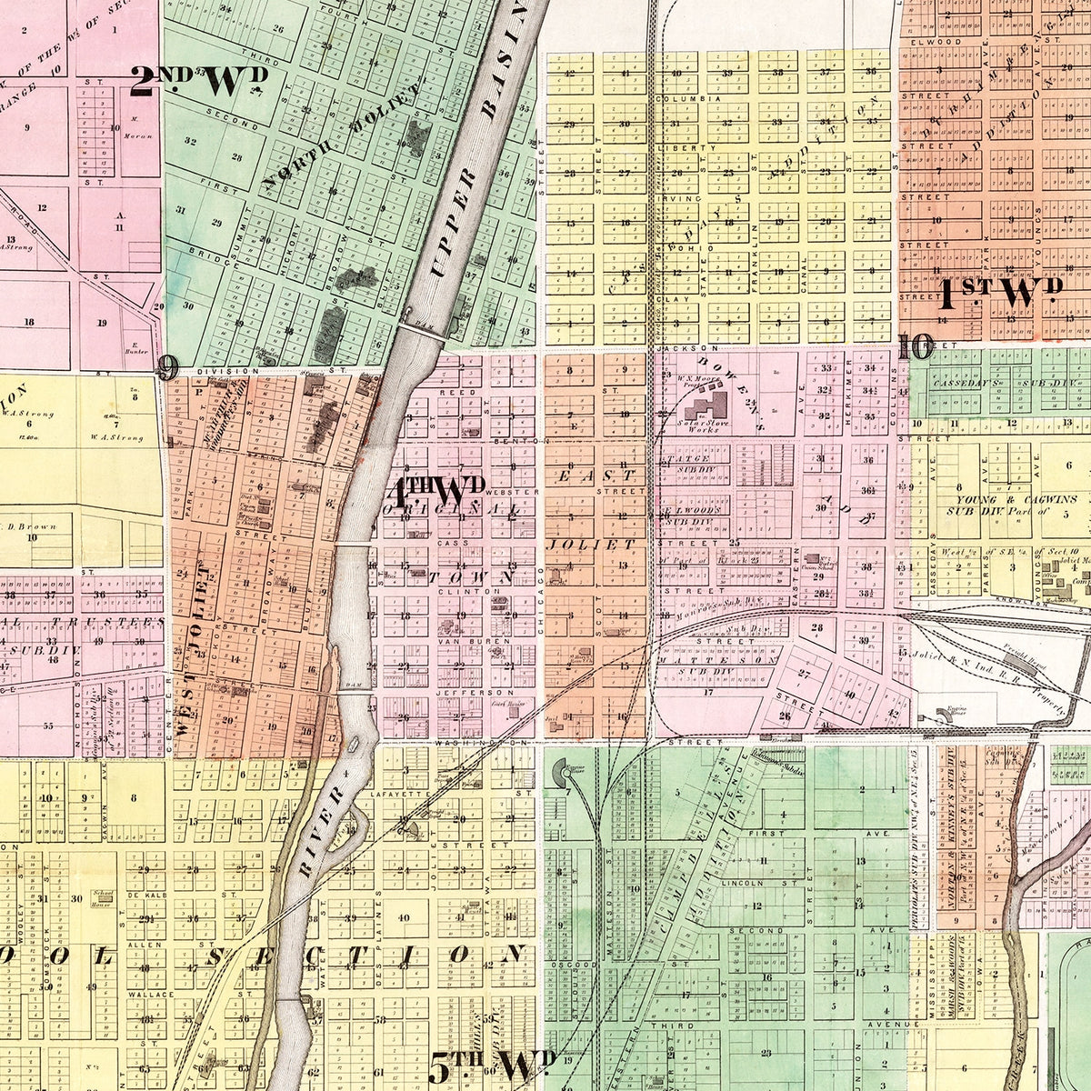 Restored historic details from the 1873 county map of Will County, Illinois